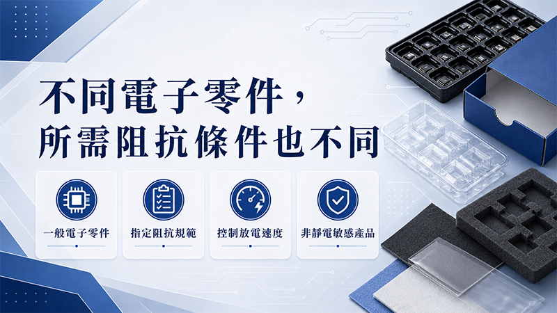 不同電子零件對表面阻抗率、抗靜電材料與導電材料的需求差異